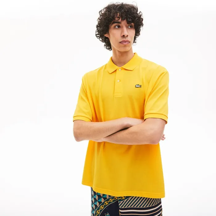 Polos Lacoste Mens LIVE RelaxedFit Cotton Piqu Polo Shirt Yellow Online Outlet Store