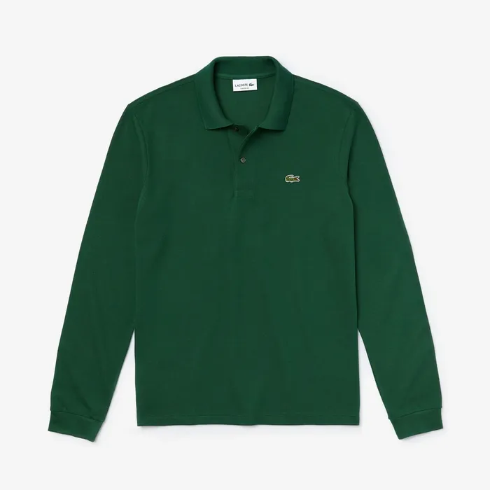 Polos Lacoste Mens LongSleeve L1212 Polo Shirt Green Gift for Friend