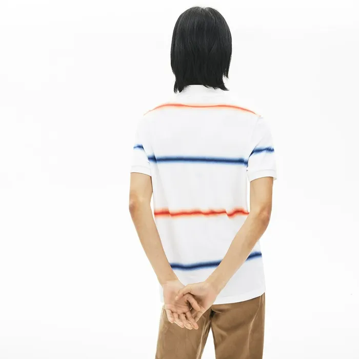 Polos Lacoste Mens Made in France Regular Fit Cotton Piqu Polo Shirt WhiteNavy BlueRed Store