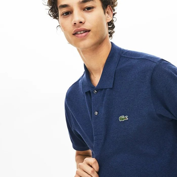 Polos Lacoste Mens Marl Knit L1212 Polo Blue Chine Online Store