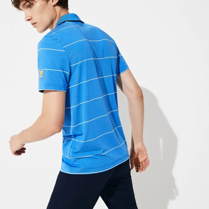 Polos Lacoste Mens Presidents Cup Striped Breathable Stretch Jersey Golf Polo Shirt BlueWhiteNavy BlueWhite Online Outlet Store