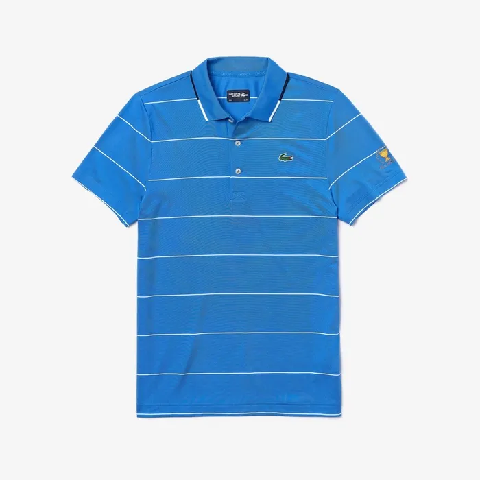 Polos Lacoste Mens Presidents Cup Striped Breathable Stretch Jersey Golf Polo Shirt BlueWhiteNavy BlueWhite Online Outlet Store