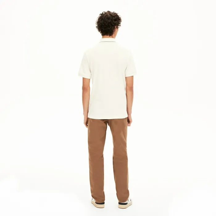 Polos Lacoste Mens Regular Fit LinenBlend Polo Shirt WhiteBlack Online Store