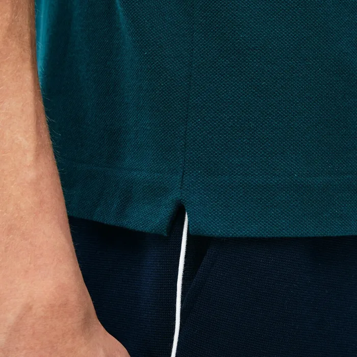 Polos Lacoste Mens Regular Fit Striped Accents Petit Piqu Polo GreenNavy BlueWhite Store