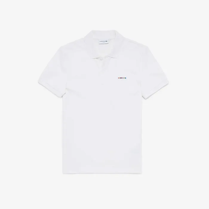 Polos Lacoste Mens Slim Fit Multicolor Badge Polo White For Sale