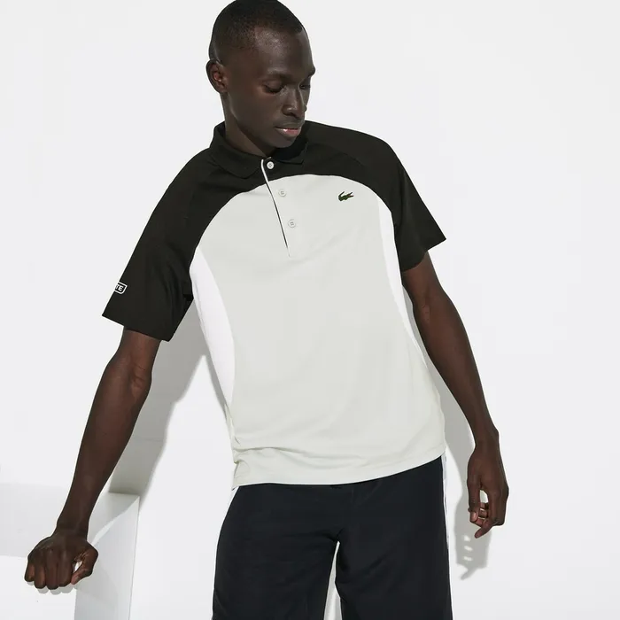 Polos Lacoste Mens SPORT Colorblock Breathable Piqu Tennis Polo Shirt BlackLight GreyWhite Popular Polos Lacoste Mens SPORT Colorblock Breathable Piqu Tennis Polo Shirt BlackLight GreyWhite Popular