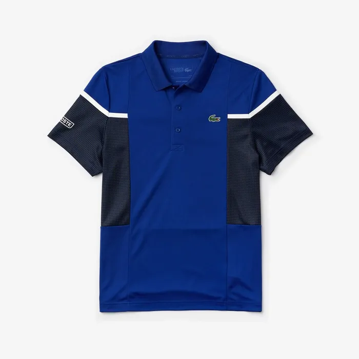 Polos Lacoste Mens SPORT Mesh Panel Breathable Tennis Polo Shirt BlueBlackWhite Casaul