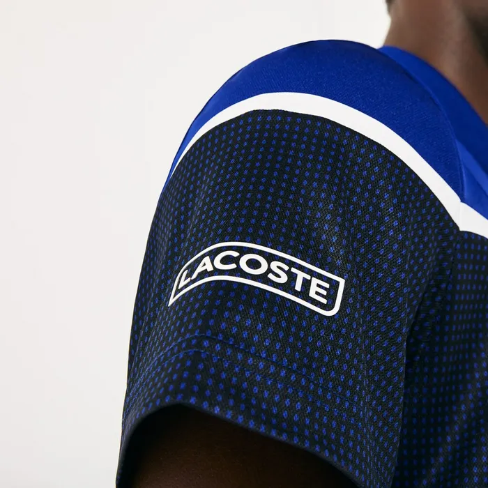 Polos Lacoste Mens SPORT Mesh Panel Breathable Tennis Polo Shirt BlueBlackWhite Casaul