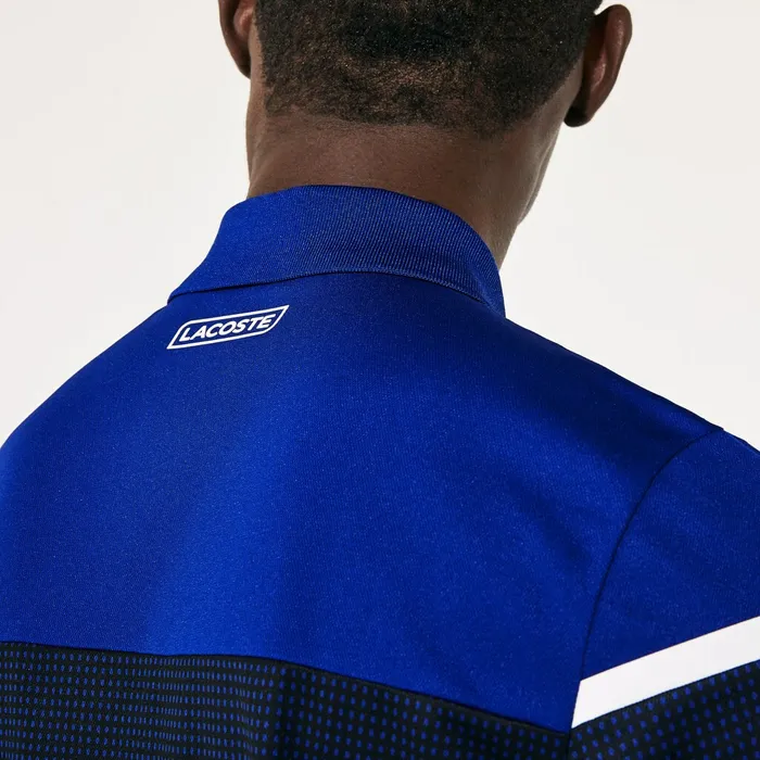 Polos Lacoste Mens SPORT Mesh Panel Breathable Tennis Polo Shirt BlueBlackWhite Casaul