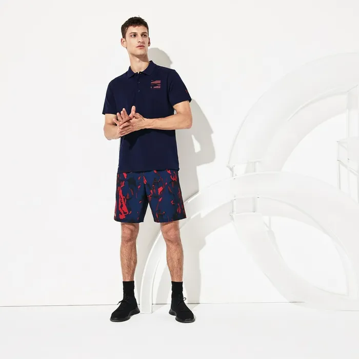 Polos Lacoste Mens SPORT Novak Djokovic Lightweight Cotton Polo Navy BlueBordeaux Gift for Friend