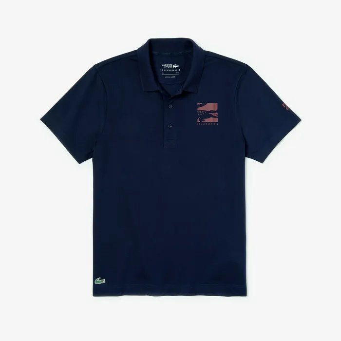 Polos Lacoste Mens SPORT Novak Djokovic Lightweight Cotton Polo Navy BlueBordeaux Gift for Friend
