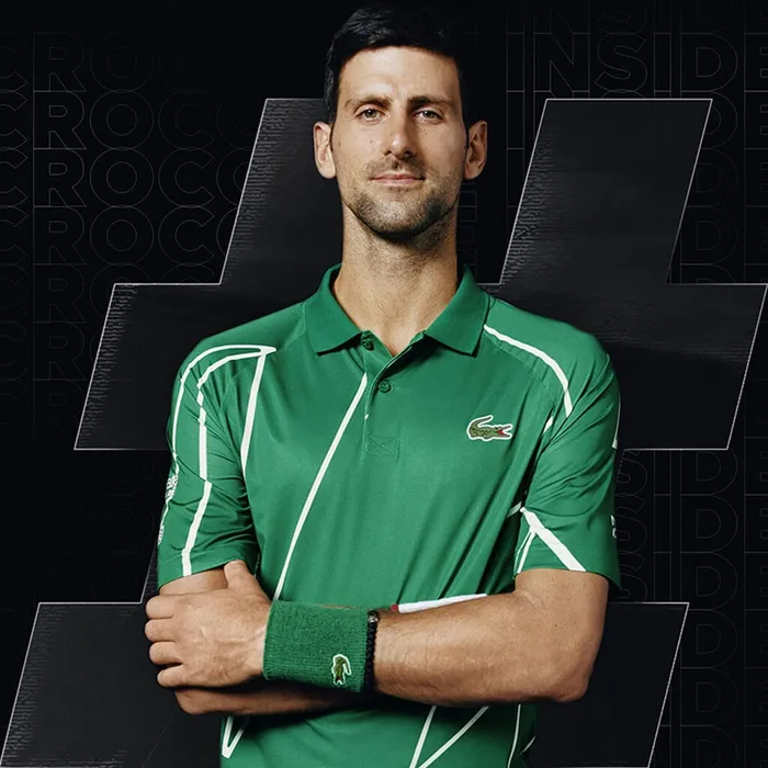 Polos Lacoste Mens SPORT Novak Djokovic Printed Breathable Polo Shirt GreenWhite Cheap On Sale