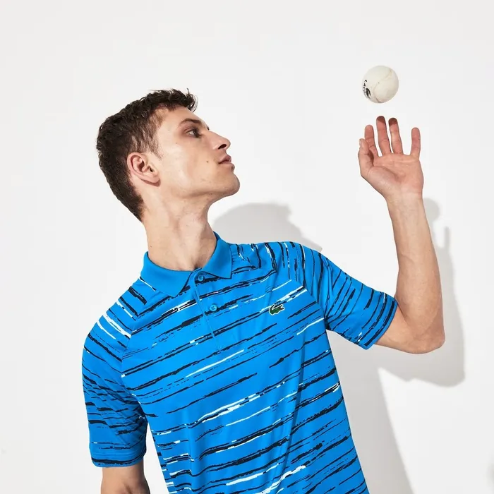 Polos Lacoste Mens SPORT Novak Djokovic Striped Jersey Polo BlueNavy BlueWhite Store Polos Lacoste Mens SPORT Novak Djokovic Striped Jersey Polo BlueNavy BlueWhite Store
