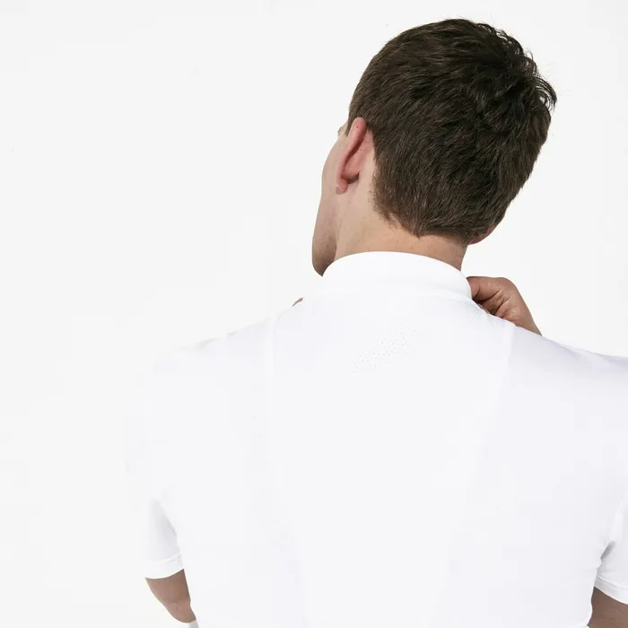Polos Lacoste Mens SPORT Racing Stripe Lightweight Cotton Polo WhiteBlackWhite Gift Ideas