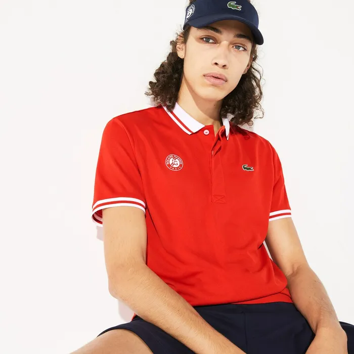 Polos Lacoste Mens SPORT Roland Garros Breathable Piqu Polo Shirt RedWhiteGreen Cheap On Sale Polos Lacoste Mens SPORT Roland Garros Breathable Piqu Polo Shirt RedWhiteGreen Cheap On Sale