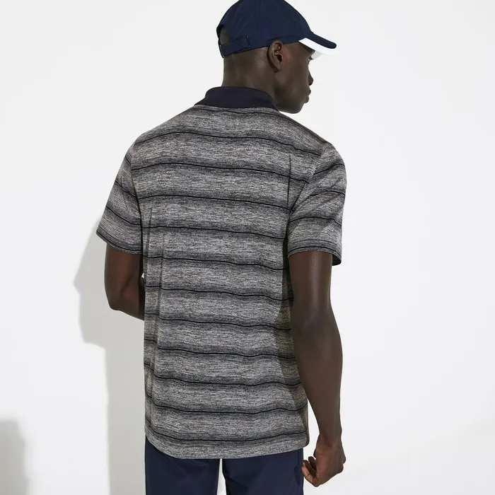 Polos Lacoste Mens SPORT Striped Breathable Golf Polo Shirt Grey ChineNavy Blue Shop Online