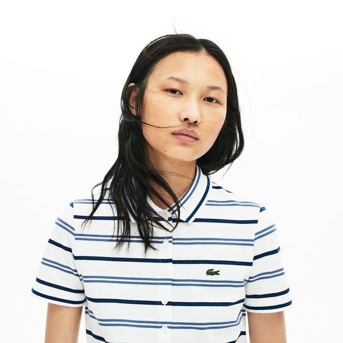 Polos Lacoste Womens Slim Fit Striped Stretch Piqu Polo Shirt WhiteBlueNavy Blue Gift Ideas Polos Lacoste Womens Slim Fit Striped Stretch Piqu Polo Shirt WhiteBlueNavy Blue Gift Ideas