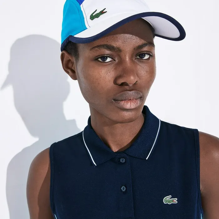 Polos Lacoste Womens SPORT Breathable Piqu Tennis Polo Navy BlueBlueTurquoiseWhite Online Store