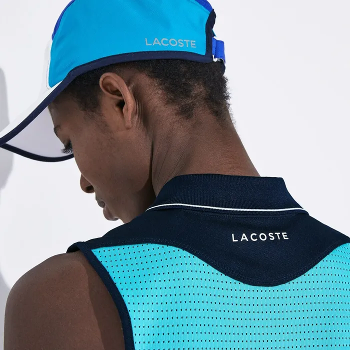 Polos Lacoste Womens SPORT Breathable Piqu Tennis Polo Navy BlueBlueTurquoiseWhite Online Store