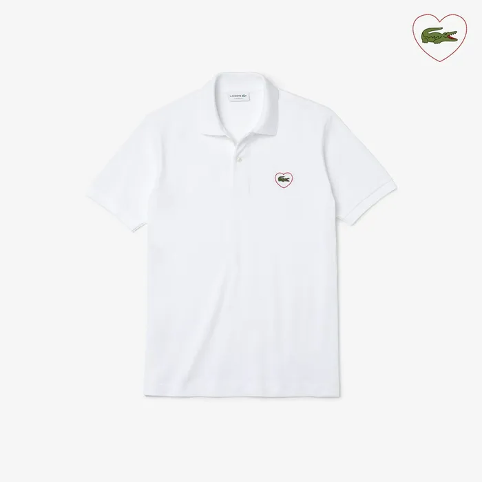 Polos Lacoste Womens Unisex L1212 Polo Merci in Cotton Piqu White Online
