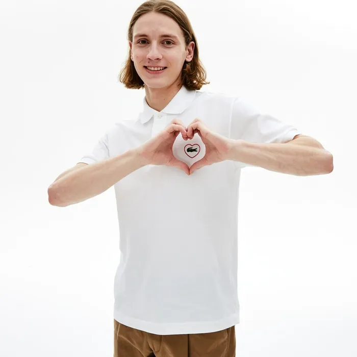 Polos Lacoste Womens Unisex L1212 Polo Merci in Cotton Piqu White Online