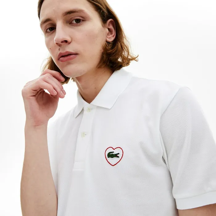 Polos Lacoste Womens Unisex L1212 Polo Merci in Cotton Piqu White Online