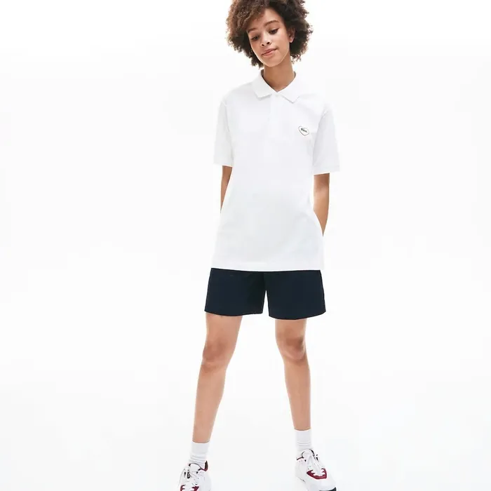 Polos Lacoste Womens Unisex L1212 Polo Merci in Cotton Piqu White Online