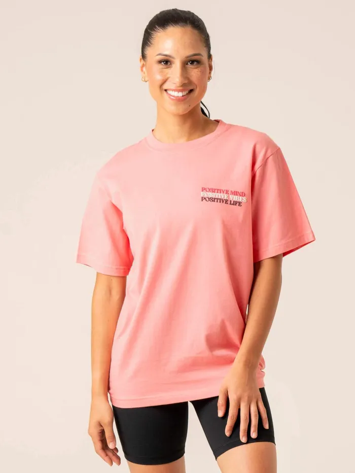 Positive Vibes TShirt 8211 Pink Women Ryderwear Tops