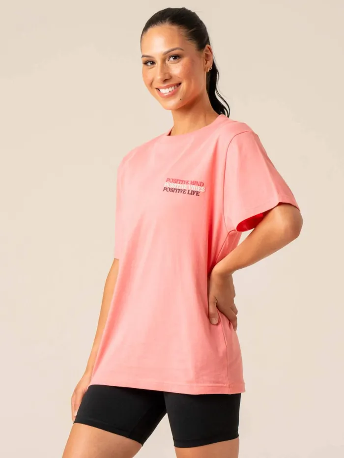 Positive Vibes TShirt 8211 Pink Women Ryderwear Tops
