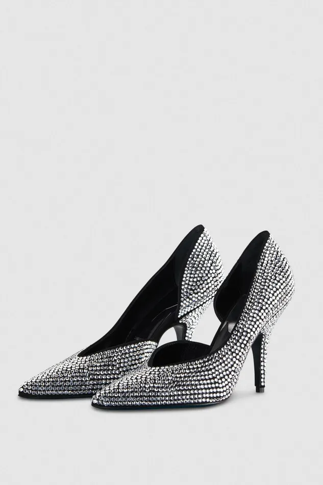 Pumps Women Patrizia Pepe RhinestoneAdorned Suede Pumps Blackcrystal