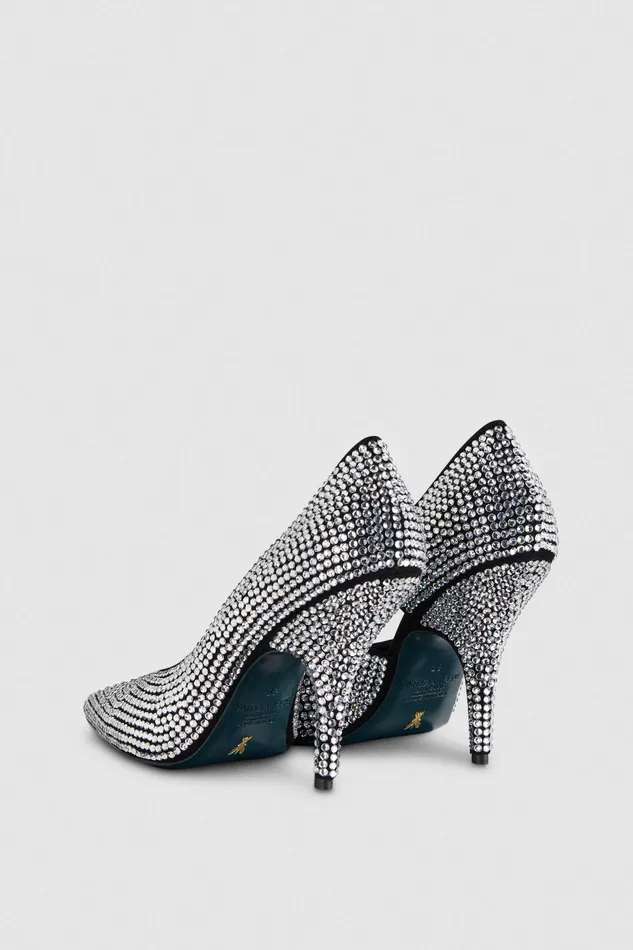 Pumps Women Patrizia Pepe RhinestoneAdorned Suede Pumps Blackcrystal