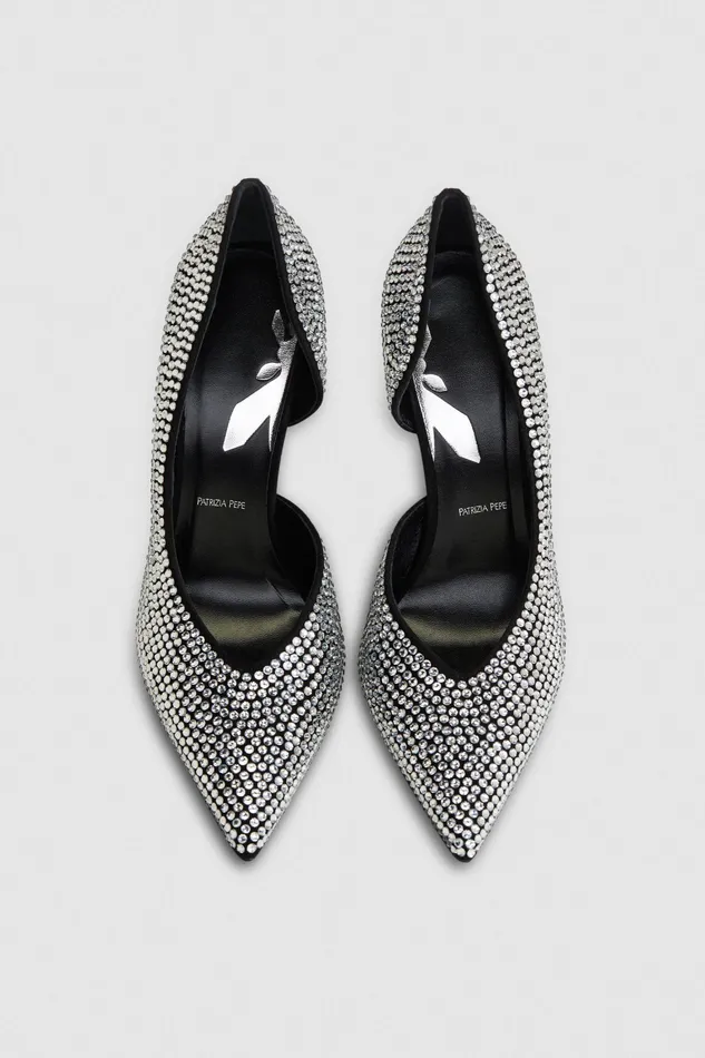 Pumps Women Patrizia Pepe RhinestoneAdorned Suede Pumps Blackcrystal