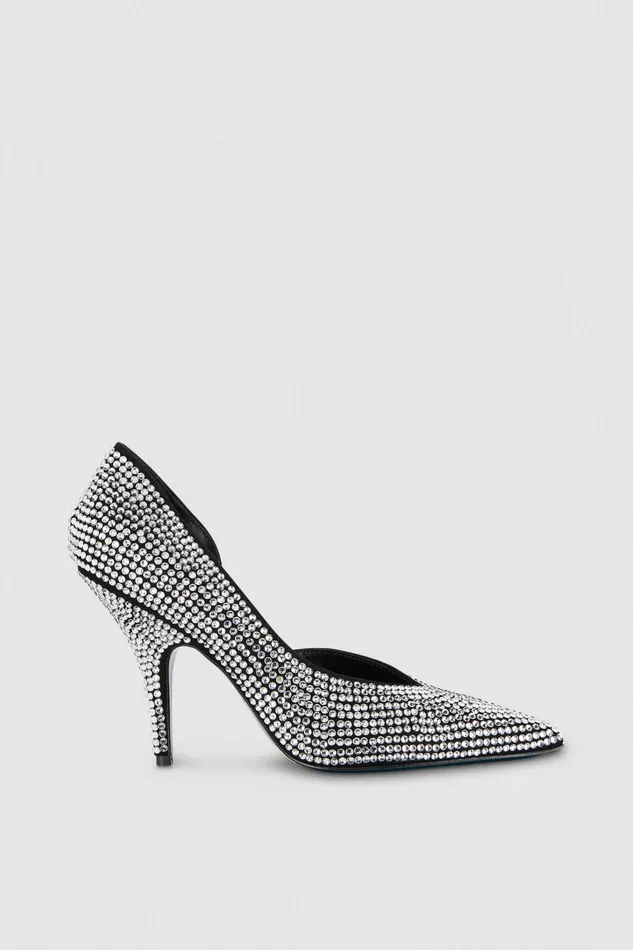 Pumps Women Patrizia Pepe RhinestoneAdorned Suede Pumps Blackcrystal