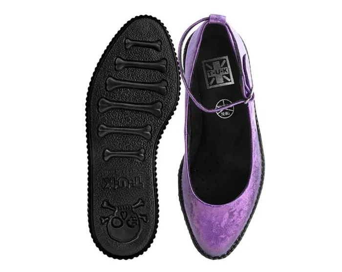 Purple Metallic Blossom Ballet Ankle Strap Creeper Mary Jane Shoe Women TUK Shoes Vegan Purple Metallic Blossom Ballet Ankle Strap Creeper Mary Jane Shoe Women TUK Shoes Vegan