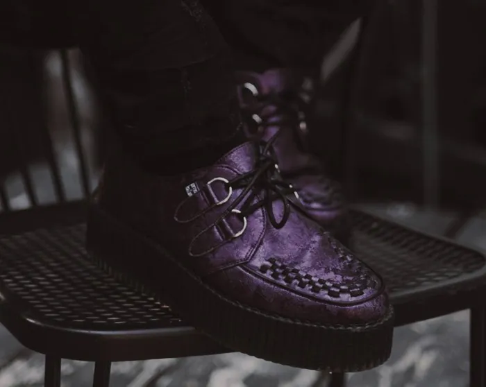 Purple Metallic Blossom Viva Mondo Creeper Women TUK Shoes Vegan Purple Metallic Blossom Viva Mondo Creeper Women TUK Shoes Vegan