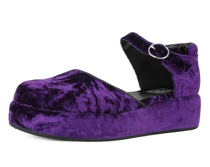 Purple Velvet Wrapped Mary Jane Women TUK Shoes Mary Janes