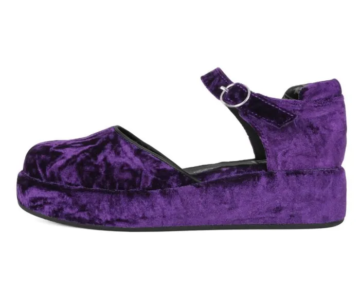 Purple Velvet Wrapped Mary Jane Women TUK Shoes Mary Janes Purple Velvet Wrapped Mary Jane Women TUK Shoes Mary Janes