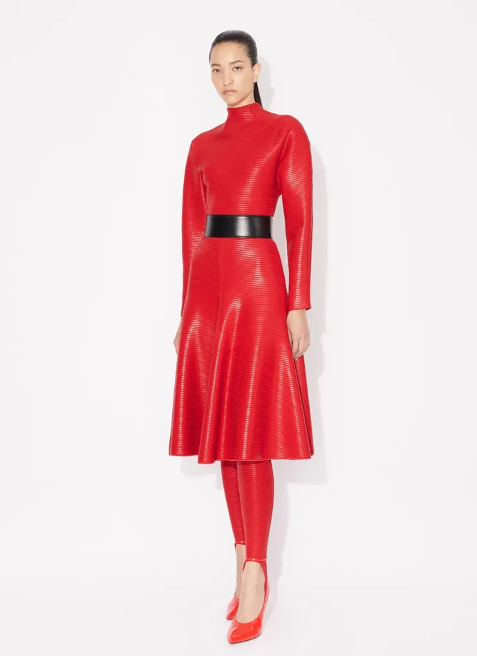 Red COATED FLARED SKIRT Women Alaa Skirts