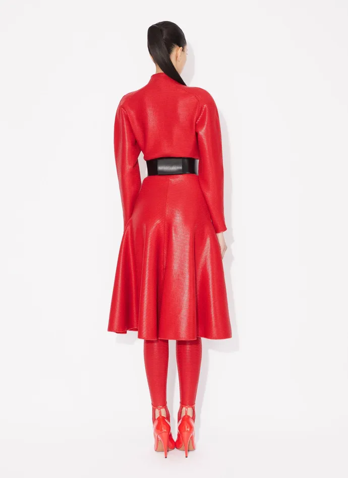 Red COATED FLARED SKIRT Women Alaa Skirts