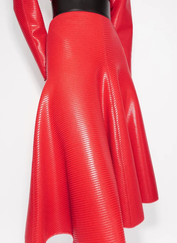 Red COATED FLARED SKIRT Women Alaa Skirts