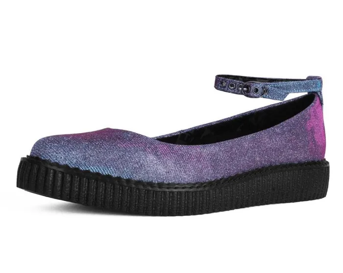 Reflective Leopard Shimmer Ballet Creeper Women TUK Shoes Mary Janes