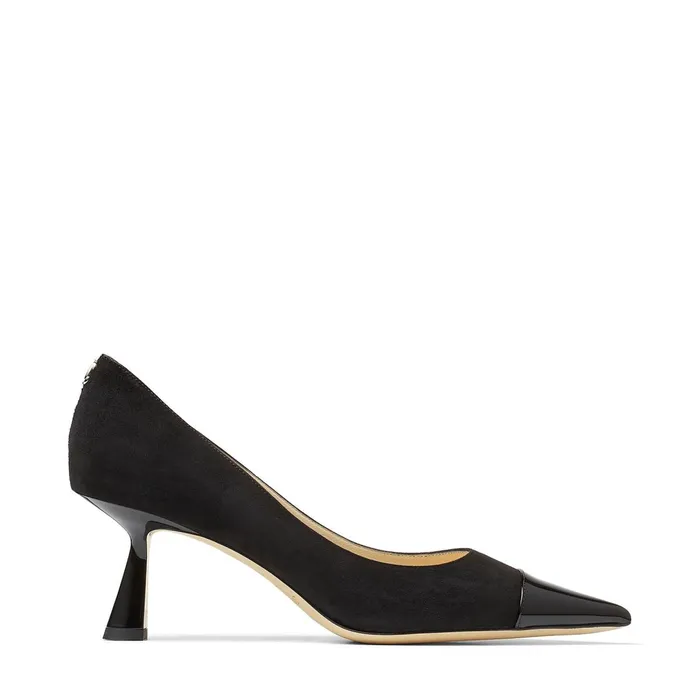 Rene 65 Black Suede And Patent Leather Pointed Pumps With Jc Emblem Blackblack Women JIMMY CHOO Pumps Rene 65 Black Suede And Patent Leather Pointed Pumps With Jc Emblem Blackblack Women JIMMY CHOO Pumps