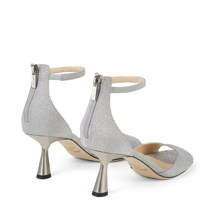 Reon 65 Silver Fine Glitter Fabric Sandals With Kick Heel Silver Women JIMMY CHOO Sandals