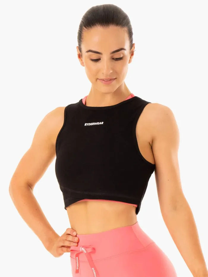 Replay Cross Over Tank 8211 Black Women Ryderwear Tops