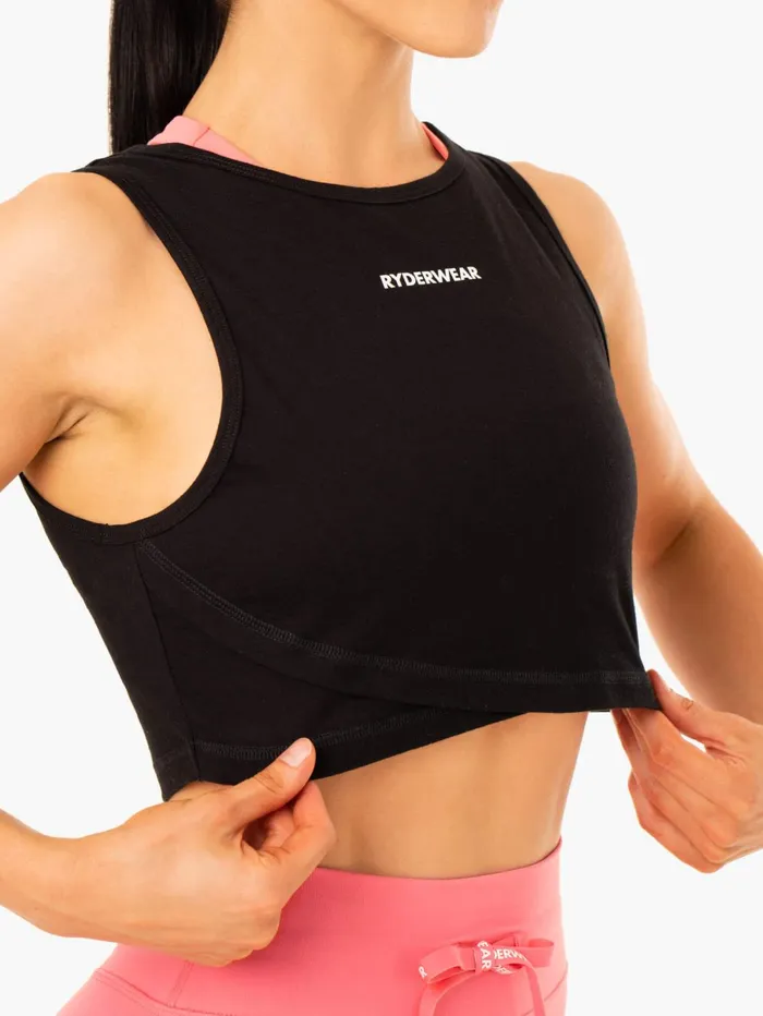 Replay Cross Over Tank 8211 Black Women Ryderwear Tops
