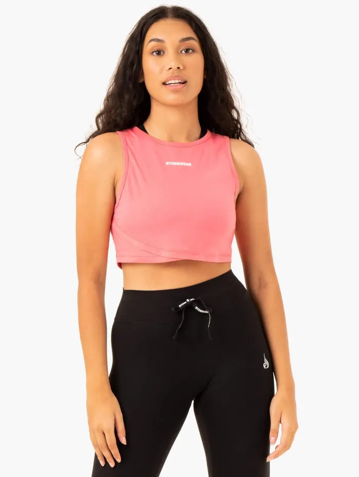 Replay Cross Over Tank 8211 Coral Women Ryderwear Tops