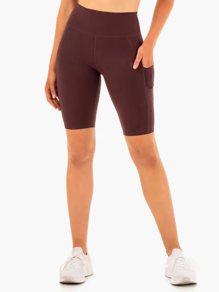 Reset High Waisted Pocket Bike Shorts 8211 Chocolate Women Ryderwear Gym Shorts