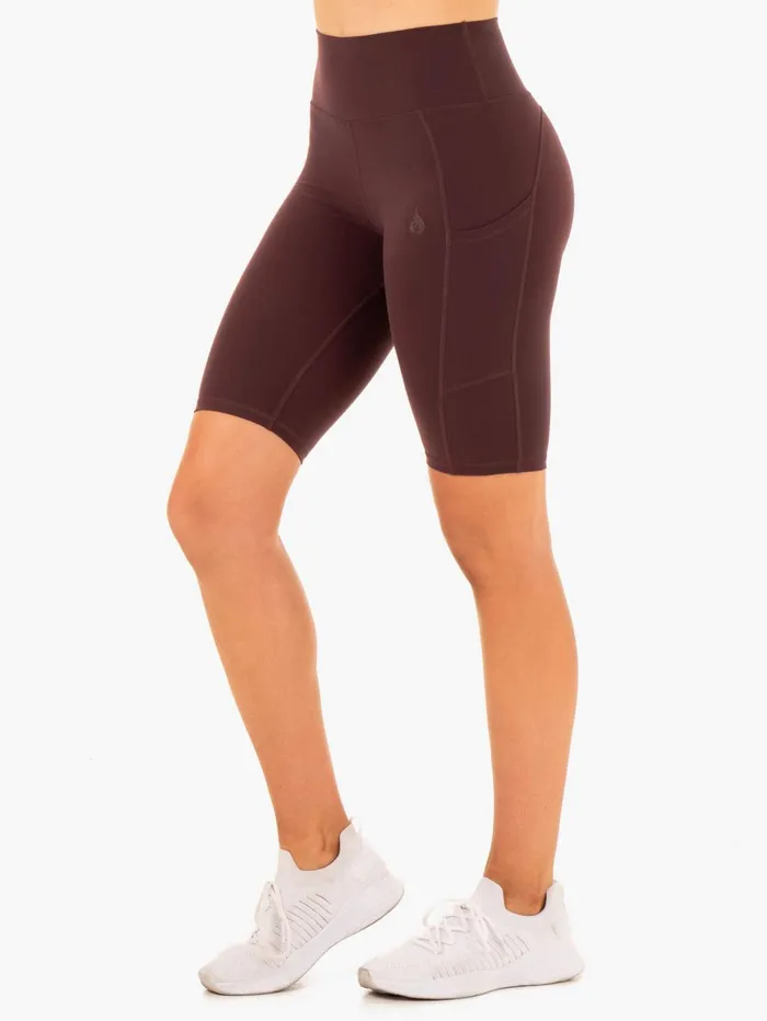 Reset High Waisted Pocket Bike Shorts 8211 Chocolate Women Ryderwear Gym Shorts