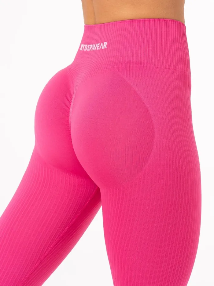 Rib Scrunch Seamless Leggings 8211 Hot Pink Women Ryderwear Leggings