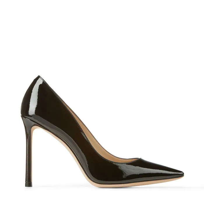 Romy 100 Black Patent Leather Pointy Toe Pumps Black Women JIMMY CHOO Pumps